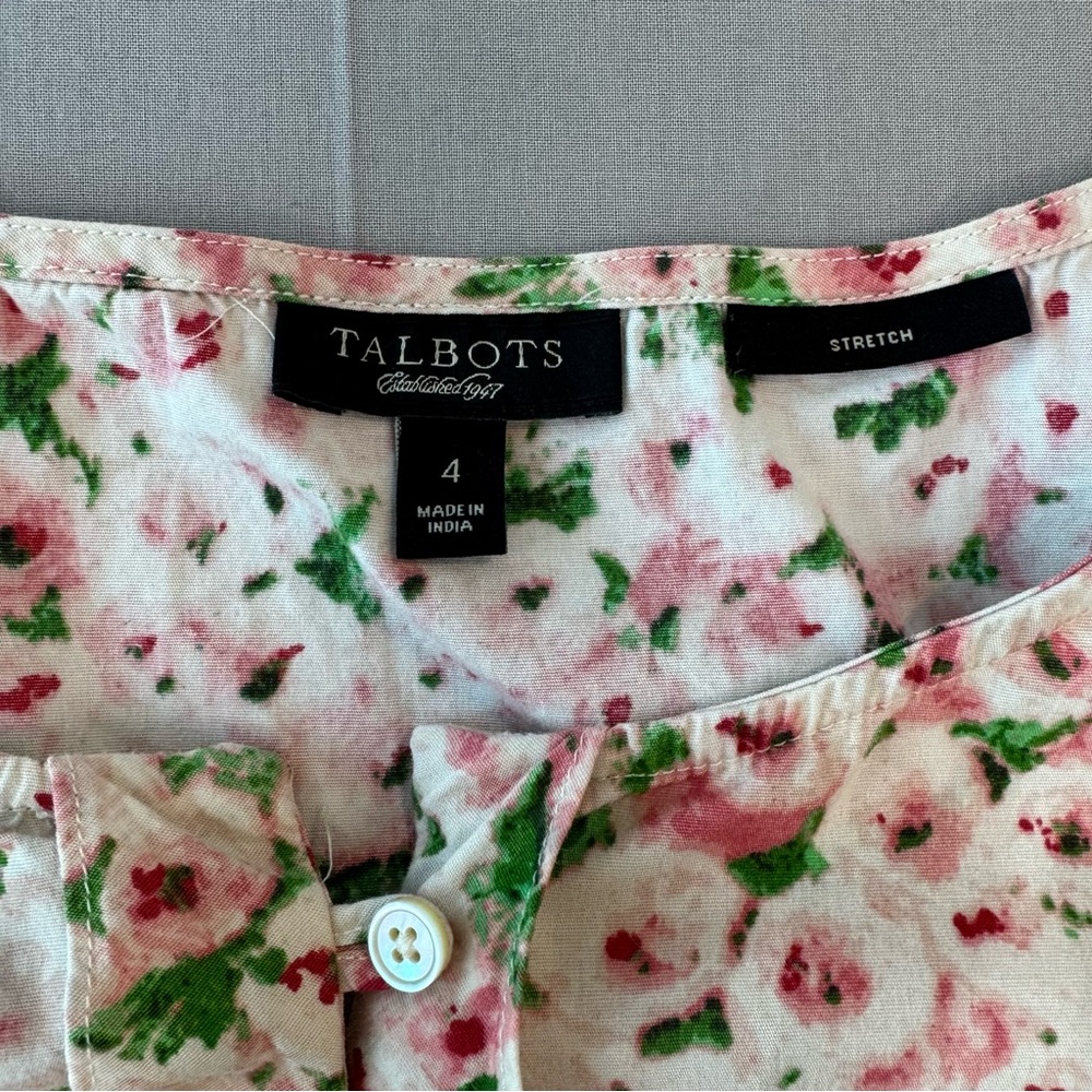 Talbots Pink & White Floral Ruffle Tank Top - Picture 4 of 8